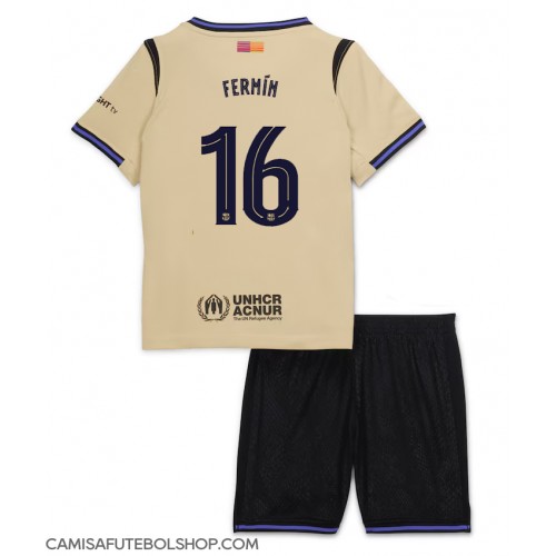 Camisa de time de futebol Barcelona Fermin Lopez #16 Replicas 2º Equipamento Infantil 2025-26 Manga Curta (+ Calças curtas)